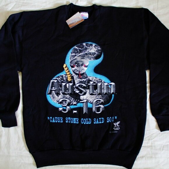WWF Stone Cold Steve Austin 3:16 rattlesnake sweater NEW vintage sweatshirt WWE - Picture 2 of 5